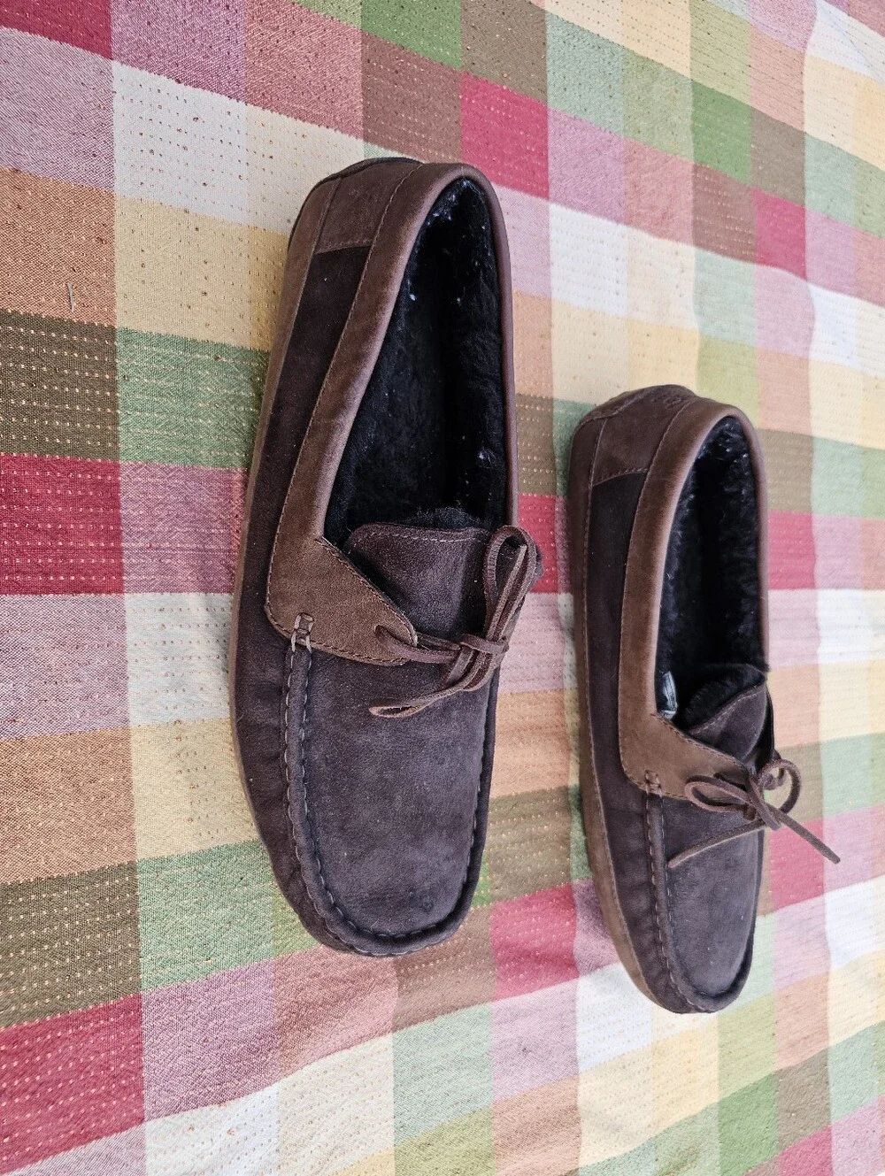 UGG Australia Ascot Men’s Size 17 Brown Suede Sheepskin Moccasin Slippers